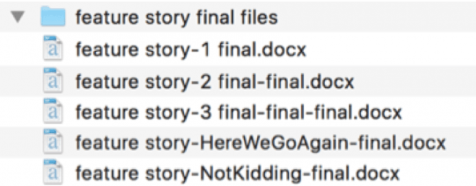 Example of revision control through copying a file and changing the filename.